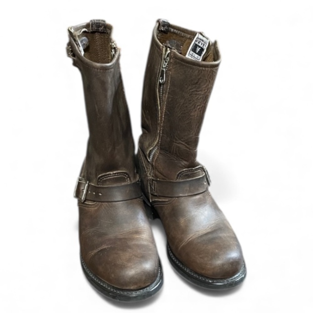 Frye Dark Brown Leather Engineer Ankle Boots Size 8.5